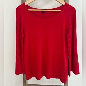 Talbots Christmas Red 3/4 Flared Sleeve Top Crewneck Women’s Size Small NWT